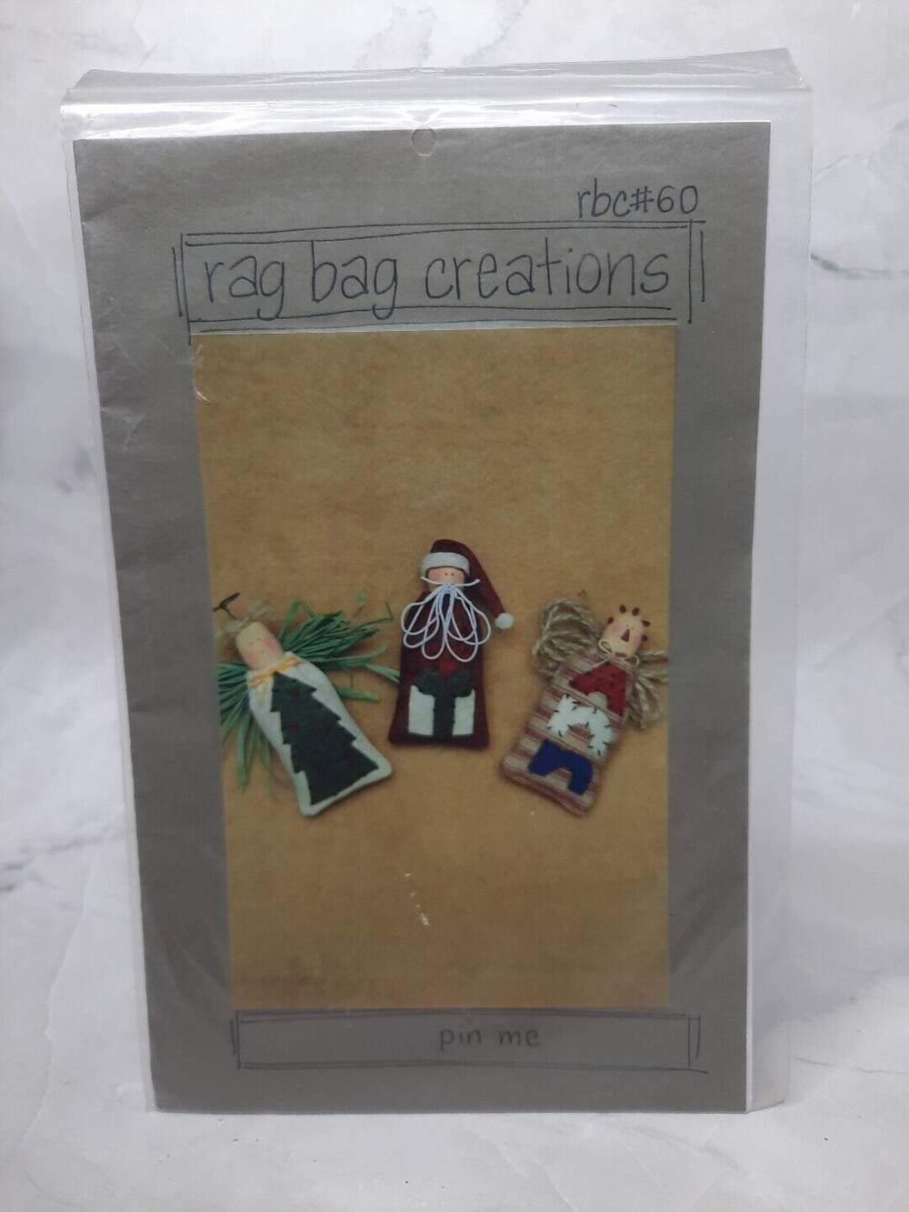 1998 Rag Bag Creations Christmas Holiday Craft Pattern Pin Me Angel Santa